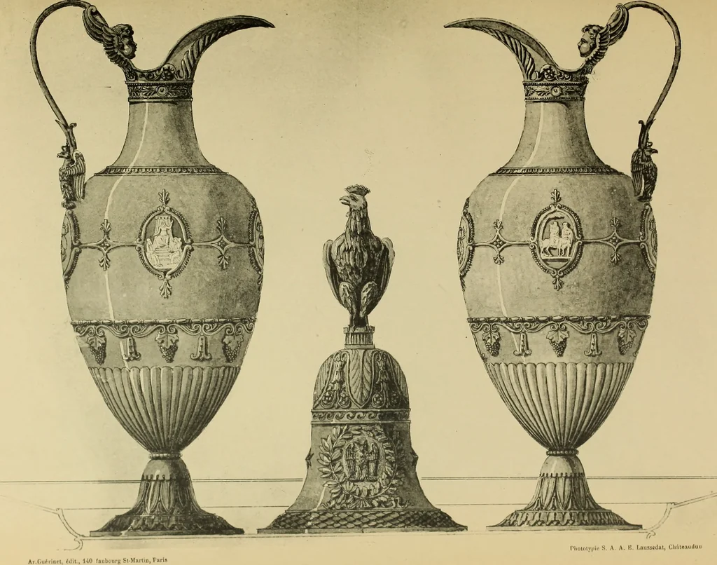 An illustration from Recueil de dessins d'orfevrerie du premier empire par biennais orfevre de Napoléon 1er et de la couronne, 1900, leaf 44
