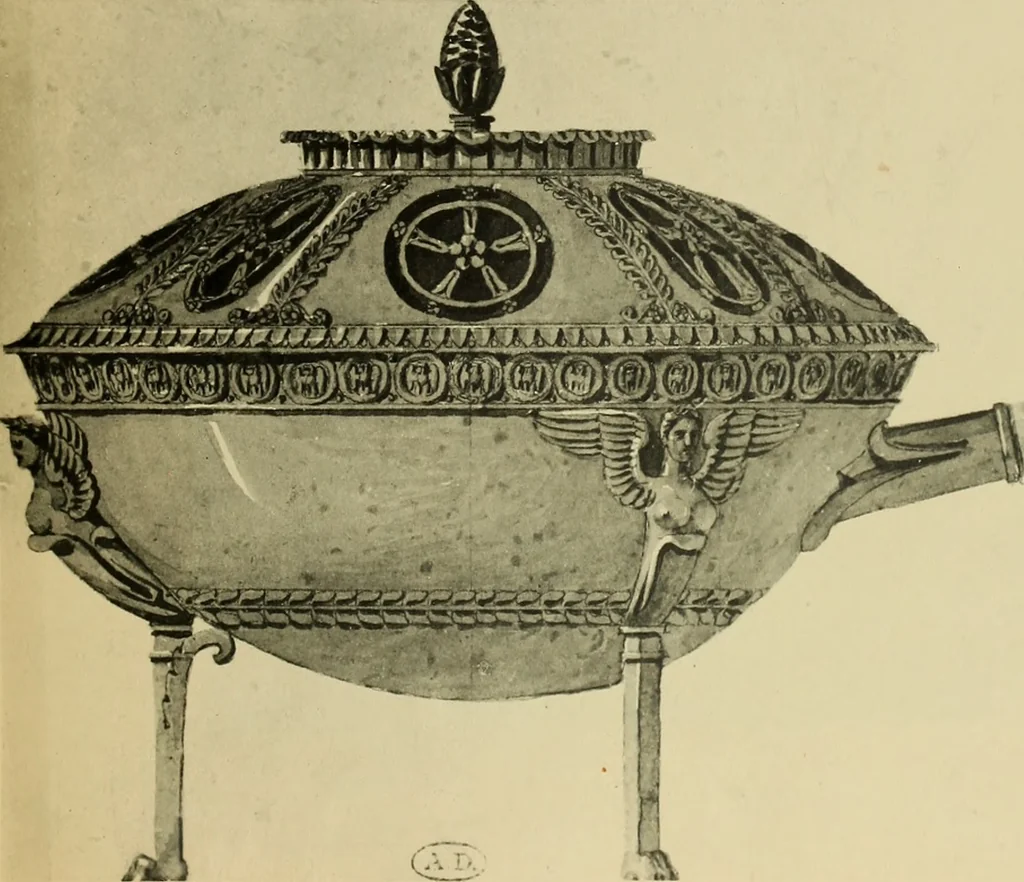 An illustration from Recueil de dessins d'orfevrerie du premier empire par biennais orfevre de Napoléon 1er et de la couronne, 1900, leaf 54