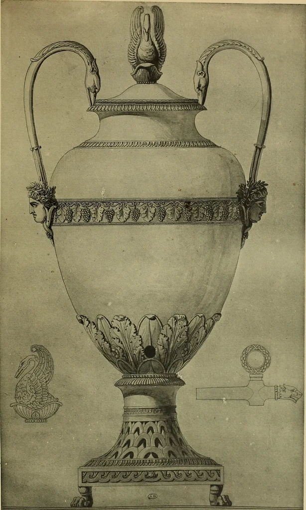 An illustration from Recueil de dessins d'orfevrerie du premier empire par biennais orfevre de Napoléon 1er et de la couronne, 1900, leaf 56