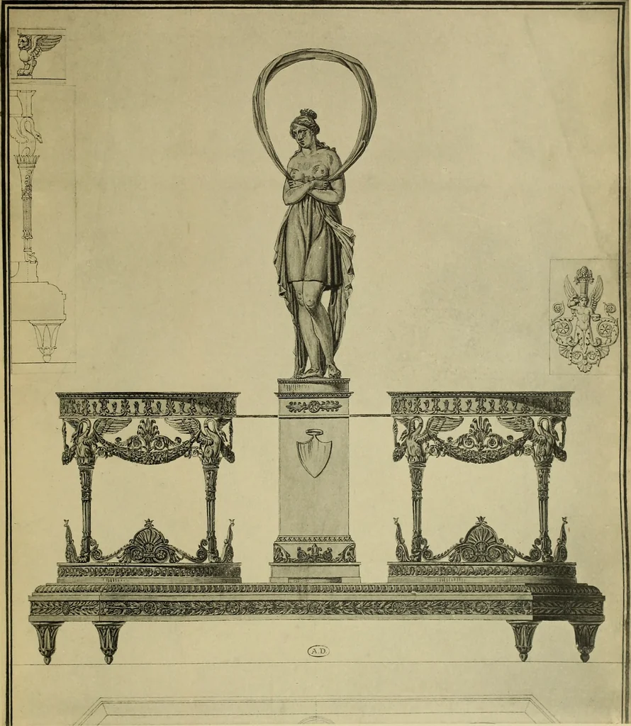 An illustration from Recueil de dessins d'orfevrerie du premier empire par biennais orfevre de Napoléon 1er et de la couronne, 1900, leaf 60