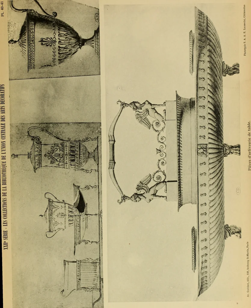 An illustration from Recueil de dessins d'orfevrerie du premier empire par biennais orfevre de Napoléon 1er et de la couronne, 1900, leaf 72
