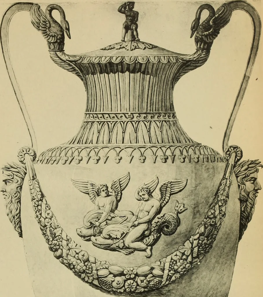 An illustration from Recueil de dessins d'orfevrerie du premier empire par biennais orfevre de Napoléon 1er et de la couronne, 1900, leaf 92