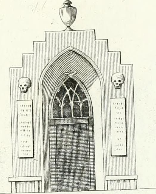 An illustration from Recueil de dessins d'une execution peu dispendieuse : contenans des plans de petites maisons de campagne, petits pavillons de jardins, temples, hermitages, chaumieres, monumens, obélisques, ruines, portails, portes, grilles, bancs de jardins, chaises, volieres, gondoles, ponts, etc. : ouvrage intéressant pour cette classes d'amateurs, qui sans faire de grandes dépenses, sont pourtant bien aises d'embellir leurs jardins d'ornamens nouveaux et pleins de goût, 1805, leaf 18