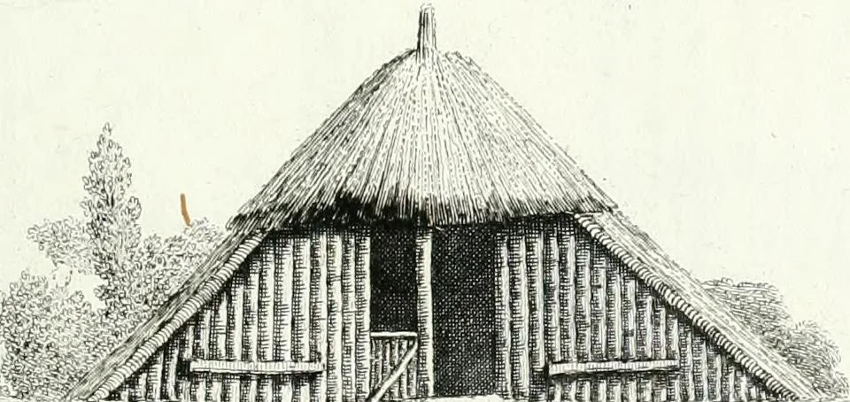 An illustration from Recueil de dessins d'une execution peu dispendieuse : contenans des plans de petites maisons de campagne, petits pavillons de jardins, temples, hermitages, chaumieres, monumens, obélisques, ruines, portails, portes, grilles, bancs de jardins, chaises, volieres, gondoles, ponts, etc. : ouvrage intéressant pour cette classes d'amateurs, qui sans faire de grandes dépenses, sont pourtant bien aises d'embellir leurs jardins d'ornamens nouveaux et pleins de goût, 1805, leaf 26