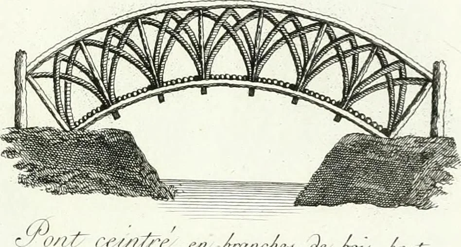 An illustration from Recueil de dessins d'une execution peu dispendieuse : contenans des plans de petites maisons de campagne, petits pavillons de jardins, temples, hermitages, chaumieres, monumens, obélisques, ruines, portails, portes, grilles, bancs de jardins, chaises, volieres, gondoles, ponts, etc. : ouvrage intéressant pour cette classes d'amateurs, qui sans faire de grandes dépenses, sont pourtant bien aises d'embellir leurs jardins d'ornamens nouveaux et pleins de goût, 1805, leaf 28