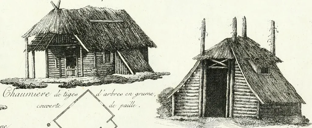 An illustration from Recueil de dessins d'une execution peu dispendieuse : contenans des plans de petites maisons de campagne, petits pavillons de jardins, temples, hermitages, chaumieres, monumens, obélisques, ruines, portails, portes, grilles, bancs de jardins, chaises, volieres, gondoles, ponts, etc. : ouvrage intéressant pour cette classes d'amateurs, qui sans faire de grandes dépenses, sont pourtant bien aises d'embellir leurs jardins d'ornamens nouveaux et pleins de goût, 1805, leaf 30
