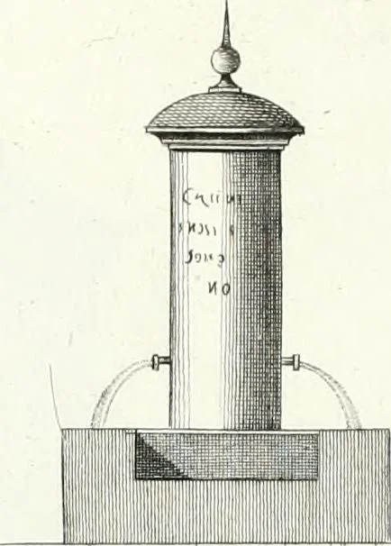 An illustration from Recueil de dessins d'une execution peu dispendieuse : contenans des plans de petites maisons de campagne, petits pavillons de jardins, temples, hermitages, chaumieres, monumens, obélisques, ruines, portails, portes, grilles, bancs de jardins, chaises, volieres, gondoles, ponts, etc. : ouvrage intéressant pour cette classes d'amateurs, qui sans faire de grandes dépenses, sont pourtant bien aises d'embellir leurs jardins d'ornamens nouveaux et pleins de goût, 1805, leaf 32
