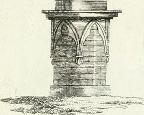 An illustration from Recueil de dessins d'une execution peu dispendieuse : contenans des plans de petites maisons de campagne, petits pavillons de jardins, temples, hermitages, chaumieres, monumens, obélisques, ruines, portails, portes, grilles, bancs de jardins, chaises, volieres, gondoles, ponts, etc. : ouvrage intéressant pour cette classes d'amateurs, qui sans faire de grandes dépenses, sont pourtant bien aises d'embellir leurs jardins d'ornamens nouveaux et pleins de goût, 1805, leaf 38