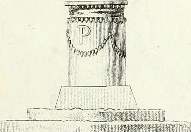 An illustration from Recueil de dessins d'une execution peu dispendieuse : contenans des plans de petites maisons de campagne, petits pavillons de jardins, temples, hermitages, chaumieres, monumens, obélisques, ruines, portails, portes, grilles, bancs de jardins, chaises, volieres, gondoles, ponts, etc. : ouvrage intéressant pour cette classes d'amateurs, qui sans faire de grandes dépenses, sont pourtant bien aises d'embellir leurs jardins d'ornamens nouveaux et pleins de goût, 1805, leaf 38