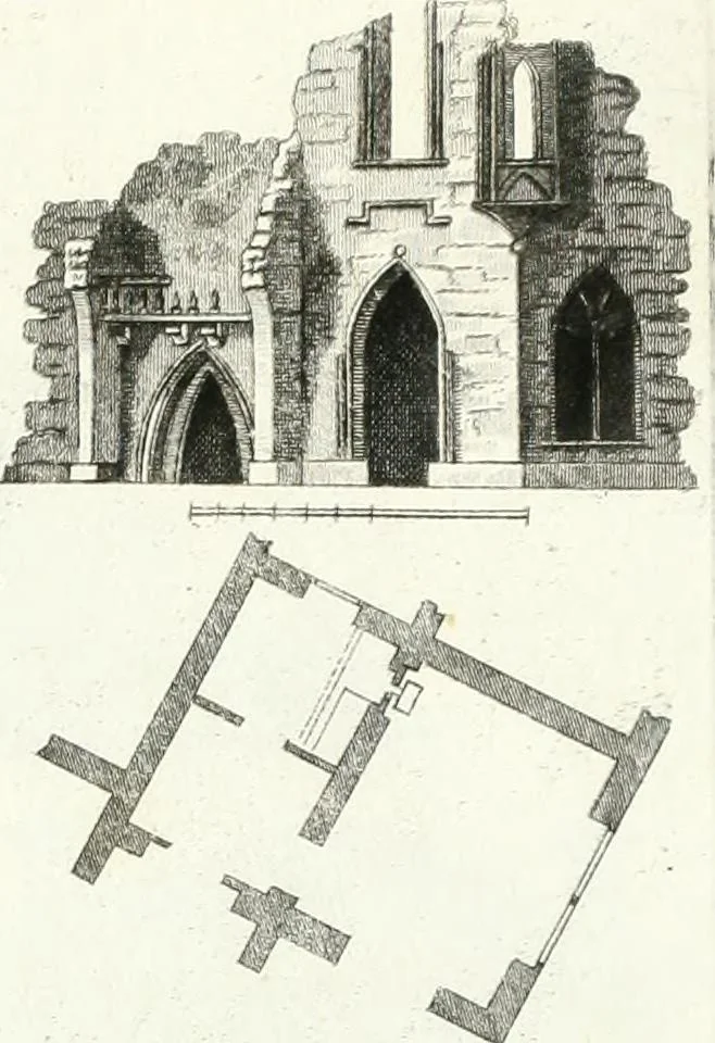 An illustration from Recueil de dessins d'une execution peu dispendieuse : contenans des plans de petites maisons de campagne, petits pavillons de jardins, temples, hermitages, chaumieres, monumens, obélisques, ruines, portails, portes, grilles, bancs de jardins, chaises, volieres, gondoles, ponts, etc. : ouvrage intéressant pour cette classes d'amateurs, qui sans faire de grandes dépenses, sont pourtant bien aises d'embellir leurs jardins d'ornamens nouveaux et pleins de goût, 1805, leaf 40