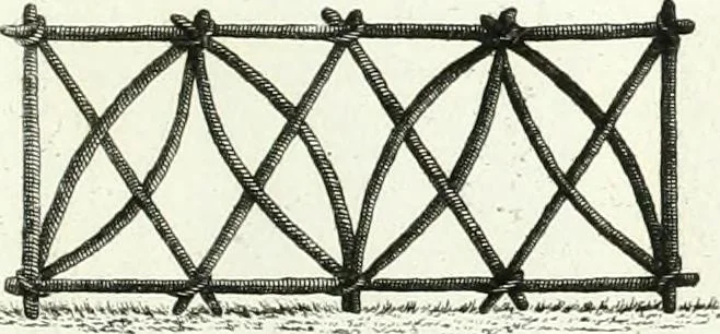 An illustration from Recueil de dessins d'une execution peu dispendieuse : contenans des plans de petites maisons de campagne, petits pavillons de jardins, temples, hermitages, chaumieres, monumens, obélisques, ruines, portails, portes, grilles, bancs de jardins, chaises, volieres, gondoles, ponts, etc. : ouvrage intéressant pour cette classes d'amateurs, qui sans faire de grandes dépenses, sont pourtant bien aises d'embellir leurs jardins d'ornamens nouveaux et pleins de goût, 1805, leaf 44