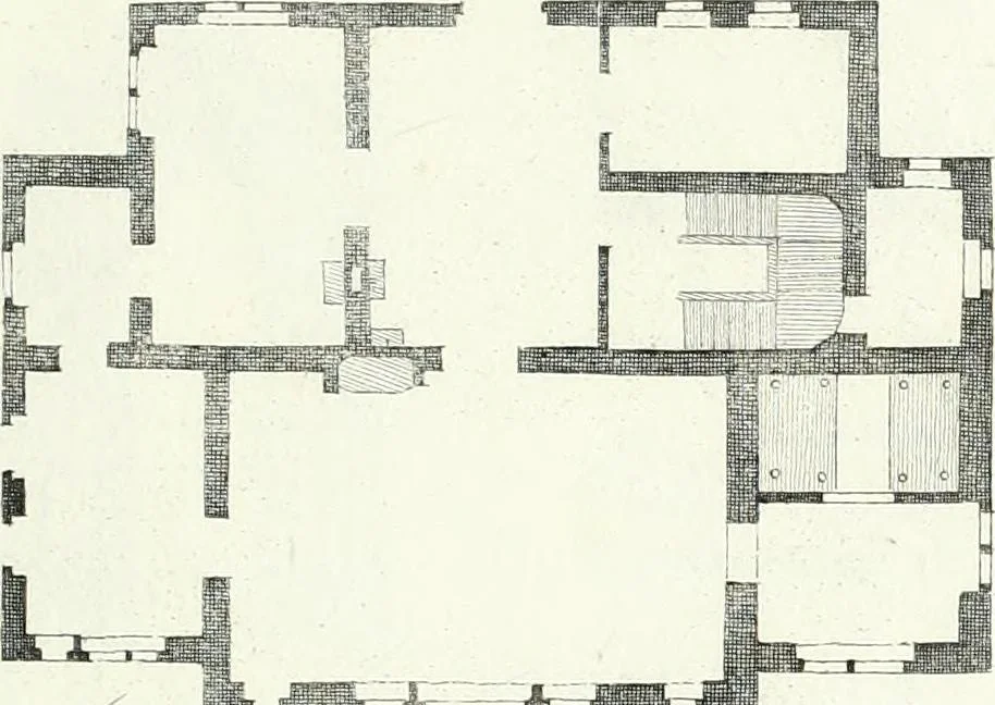 An illustration from Recueil de dessins d'une execution peu dispendieuse : contenans des plans de petites maisons de campagne, petits pavillons de jardins, temples, hermitages, chaumieres, monumens, obélisques, ruines, portails, portes, grilles, bancs de jardins, chaises, volieres, gondoles, ponts, etc. : ouvrage intéressant pour cette classes d'amateurs, qui sans faire de grandes dépenses, sont pourtant bien aises d'embellir leurs jardins d'ornamens nouveaux et pleins de goût, 1805, leaf 58