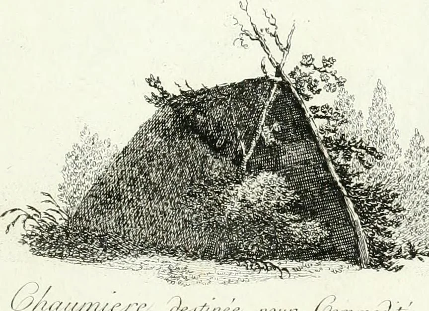 An illustration from Recueil de dessins d'une execution peu dispendieuse : contenans des plans de petites maisons de campagne, petits pavillons de jardins, temples, hermitages, chaumieres, monumens, obélisques, ruines, portails, portes, grilles, bancs de jardins, chaises, volieres, gondoles, ponts, etc. : ouvrage intéressant pour cette classes d'amateurs, qui sans faire de grandes dépenses, sont pourtant bien aises d'embellir leurs jardins d'ornamens nouveaux et pleins de goût, 1805, leaf 66