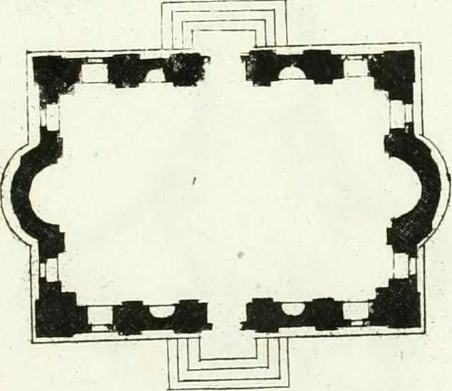 An illustration from Recueil de dessins d'une execution peu dispendieuse : contenans des plans de petites maisons de campagne, petits pavillons de jardins, temples, hermitages, chaumieres, monumens, obélisques, ruines, portails, portes, grilles, bancs de jardins, chaises, volieres, gondoles, ponts, etc. : ouvrage intéressant pour cette classes d'amateurs, qui sans faire de grandes dépenses, sont pourtant bien aises d'embellir leurs jardins d'ornamens nouveaux et pleins de goût, 1805, leaf 8