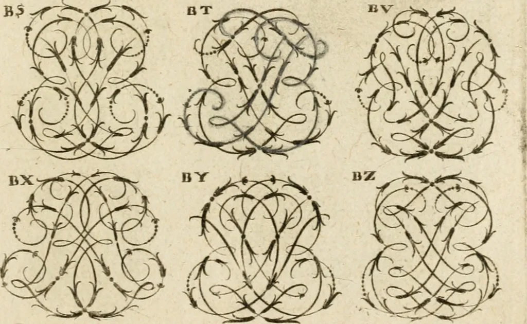 An illustration from Recueil d'emblêmes, devises, medailles, et figures hieroglyphiques, au nombre de plus de douze cent, avec leurs explications : accompagné de plus de deux mille chiffres fleuronnez simples, doubles & triples ... : cet ouvrage qui est enrichy de deux cens cinquante planches en taille-douce, est très-utile aux graveurs, peintres, sculpteurs, orfevres, brodeurs, serruriers & à tous ceux qui travaillent au dessein, 1724, leaf 162