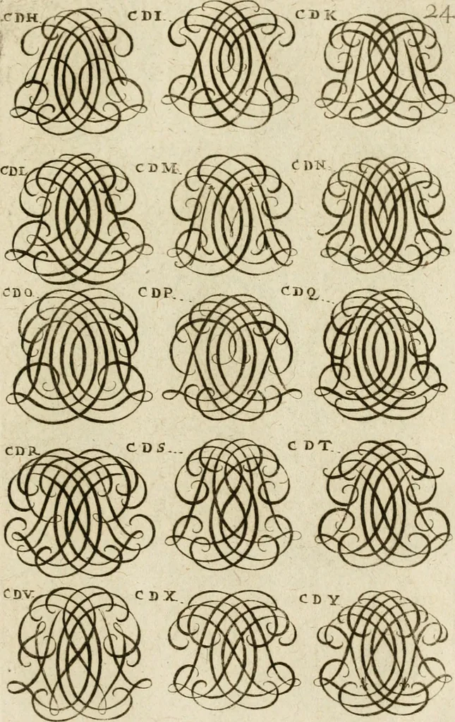 An illustration from Recueil d'emblêmes, devises, medailles, et figures hieroglyphiques, au nombre de plus de douze cent, avec leurs explications : accompagné de plus de deux mille chiffres fleuronnez simples, doubles & triples ... : cet ouvrage qui est enrichy de deux cens cinquante planches en taille-douce, est très-utile aux graveurs, peintres, sculpteurs, orfevres, brodeurs, serruriers & à tous ceux qui travaillent au dessein, 1724, leaf 182
