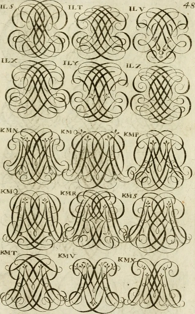 An illustration from Recueil d'emblêmes, devises, medailles, et figures hieroglyphiques, au nombre de plus de douze cent, avec leurs explications : accompagné de plus de deux mille chiffres fleuronnez simples, doubles & triples ... : cet ouvrage qui est enrichy de deux cens cinquante planches en taille-douce, est très-utile aux graveurs, peintres, sculpteurs, orfevres, brodeurs, serruriers & à tous ceux qui travaillent au dessein, 1724, leaf 206