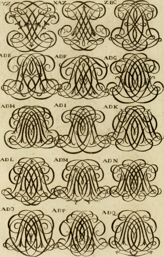 An illustration from Recueil d'emblêmes, devises, medailles, et figures hieroglyphiques, au nombre de plus de douze cent, avec leurs explications : accompagné de plus de deux mille chiffres fleuronnez simples, doubles & triples ... : cet ouvrage qui est enrichy de deux cens cinquante planches en taille-douce, est très-utile aux graveurs, peintres, sculpteurs, orfevres, brodeurs, serruriers & à tous ceux qui travaillent au dessein, 1724, leaf 211
