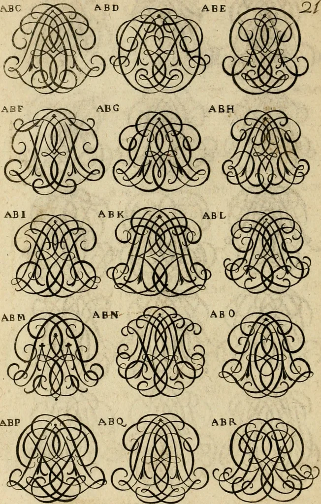 An illustration from Recueil d'emblêmes, devises, medailles, et figures hieroglyphiques : au nombre de plus de douze cent, avec leurs explications, accompagné de plus de deux mille chiffres fleuronnez simples, doubles & triples, d'une maniere nouvelle & fort curieuse pour tous les noms imaginable : avec les tenants, supports, & cimiers servans aux ornemens des armes ..., 1696, leaf 185