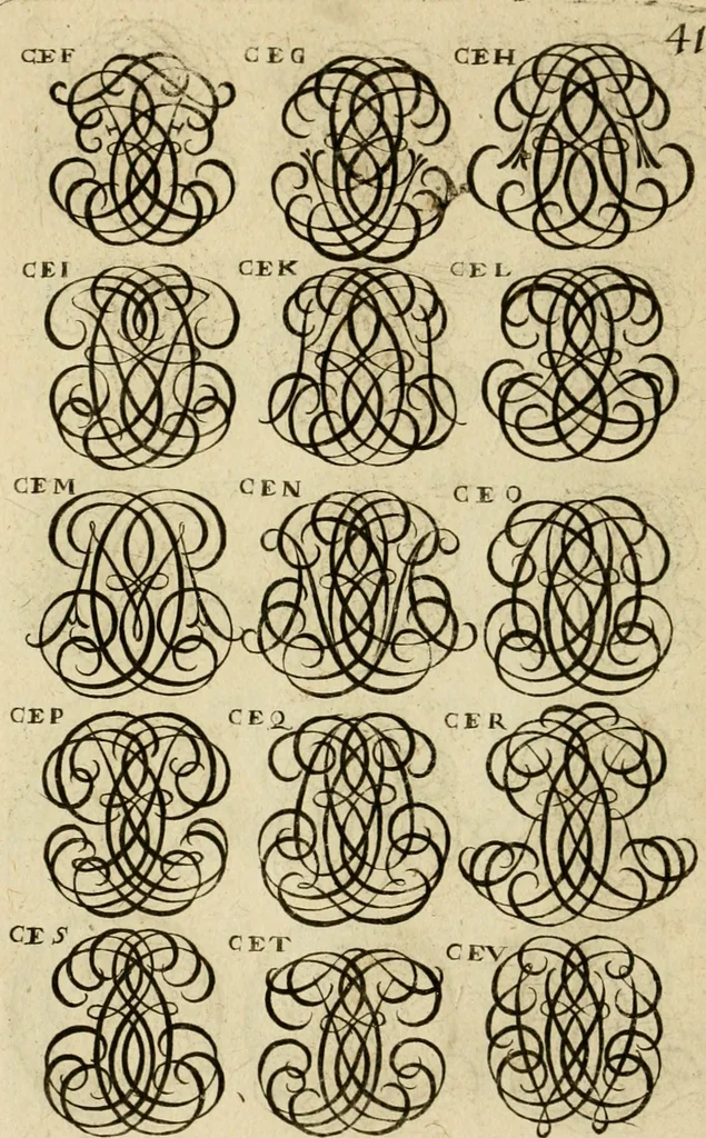 An illustration from Recueil d'emblêmes, devises, medailles, et figures hieroglyphiques : au nombre de plus de douze cent, avec leurs explications, accompagné de plus de deux mille chiffres fleuronnez simples, doubles & triples, d'une maniere nouvelle & fort curieuse pour tous les noms imaginable : avec les tenants, supports, & cimiers servans aux ornemens des armes ..., 1696, leaf 205