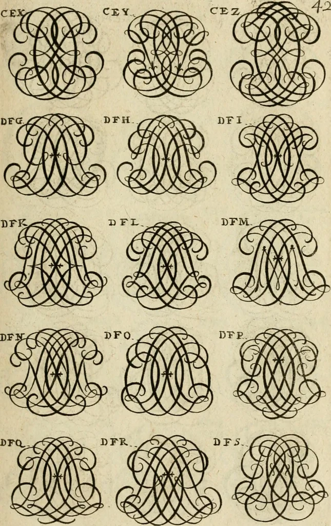 An illustration from Recueil d'emblêmes, devises, medailles, et figures hieroglyphiques : au nombre de plus de douze cent, avec leurs explications, accompagné de plus de deux mille chiffres fleuronnez simples, doubles & triples, d'une maniere nouvelle & fort curieuse pour tous les noms imaginable : avec les tenants, supports, & cimiers servans aux ornemens des armes ..., 1696, leaf 206
