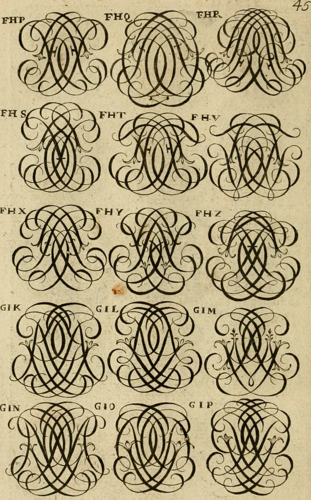 An illustration from Recueil d'emblêmes, devises, medailles, et figures hieroglyphiques : au nombre de plus de douze cent, avec leurs explications, accompagné de plus de deux mille chiffres fleuronnez simples, doubles & triples, d'une maniere nouvelle & fort curieuse pour tous les noms imaginable : avec les tenants, supports, & cimiers servans aux ornemens des armes ..., 1696, leaf 209