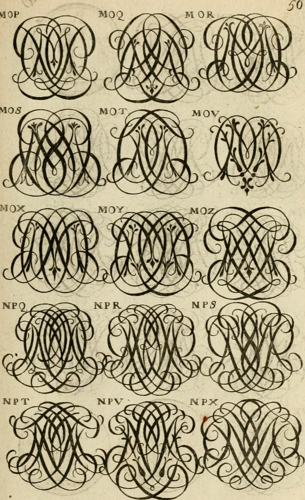 An illustration from Recueil d'emblêmes, devises, medailles, et figures hieroglyphiques : au nombre de plus de douze cent, avec leurs explications, accompagné de plus de deux mille chiffres fleuronnez simples, doubles & triples, d'une maniere nouvelle & fort curieuse pour tous les noms imaginable : avec les tenants, supports, & cimiers servans aux ornemens des armes ..., 1696, leaf 214