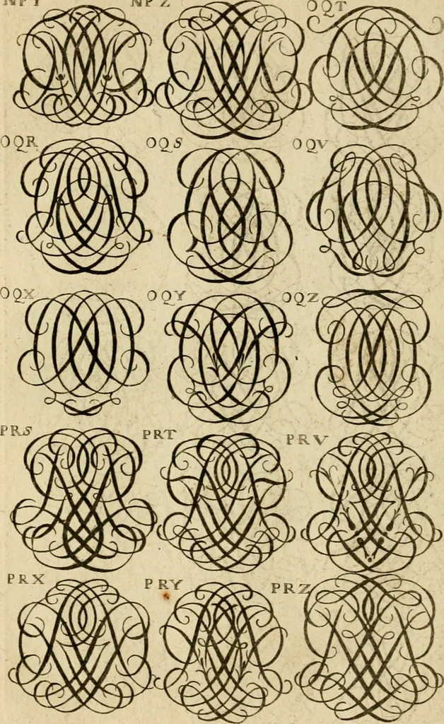 An illustration from Recueil d'emblêmes, devises, medailles, et figures hieroglyphiques : au nombre de plus de douze cent, avec leurs explications, accompagné de plus de deux mille chiffres fleuronnez simples, doubles & triples, d'une maniere nouvelle & fort curieuse pour tous les noms imaginable : avec les tenants, supports, & cimiers servans aux ornemens des armes ..., 1696, leaf 215