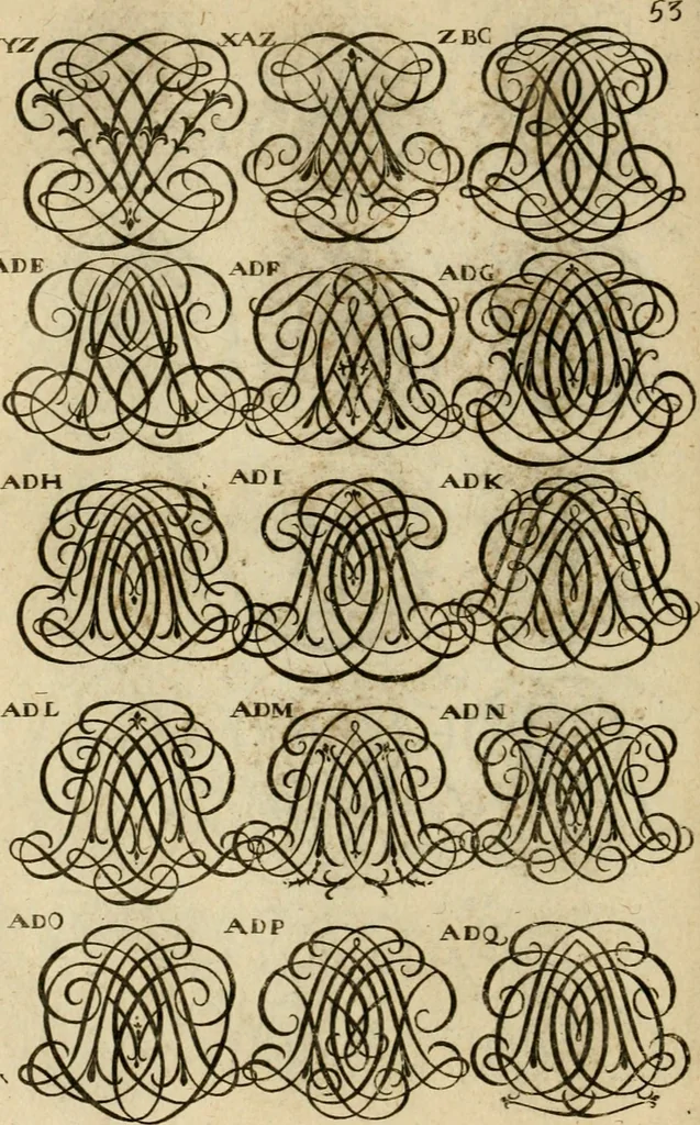 An illustration from Recueil d'emblêmes, devises, medailles, et figures hieroglyphiques : au nombre de plus de douze cent, avec leurs explications, accompagné de plus de deux mille chiffres fleuronnez simples, doubles & triples, d'une maniere nouvelle & fort curieuse pour tous les noms imaginable : avec les tenants, supports, & cimiers servans aux ornemens des armes ..., 1696, leaf 217