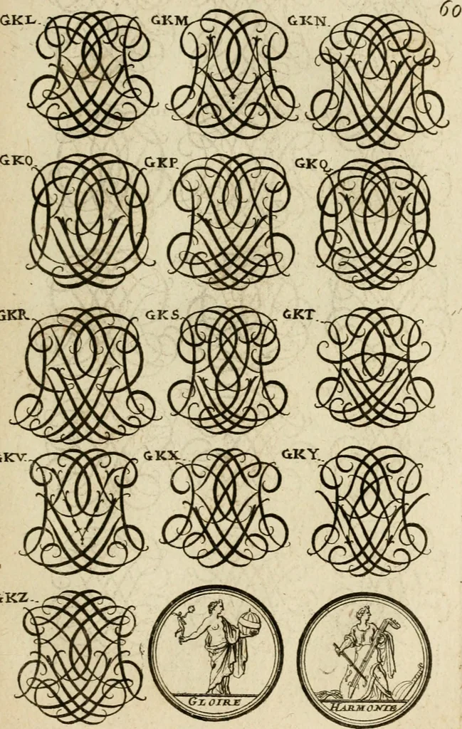 An illustration from Recueil d'emblêmes, devises, medailles, et figures hieroglyphiques : au nombre de plus de douze cent, avec leurs explications, accompagné de plus de deux mille chiffres fleuronnez simples, doubles & triples, d'une maniere nouvelle & fort curieuse pour tous les noms imaginable : avec les tenants, supports, & cimiers servans aux ornemens des armes ..., 1696, leaf 224