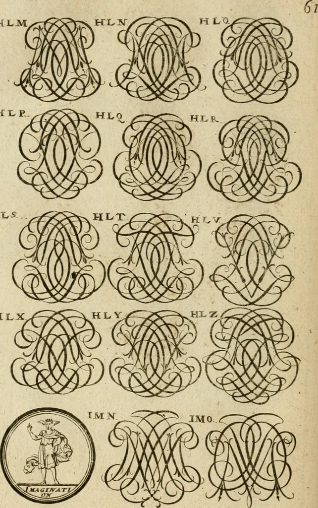 An illustration from Recueil d'emblêmes, devises, medailles, et figures hieroglyphiques : au nombre de plus de douze cent, avec leurs explications, accompagné de plus de deux mille chiffres fleuronnez simples, doubles & triples, d'une maniere nouvelle & fort curieuse pour tous les noms imaginable : avec les tenants, supports, & cimiers servans aux ornemens des armes ..., 1696, leaf 225
