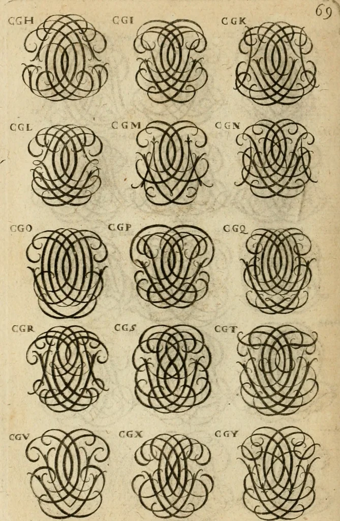 An illustration from Recueil d'emblêmes, devises, medailles, et figures hieroglyphiques : au nombre de plus de douze cent, avec leurs explications, accompagné de plus de deux mille chiffres fleuronnez simples, doubles & triples, d'une maniere nouvelle & fort curieuse pour tous les noms imaginable : avec les tenants, supports, & cimiers servans aux ornemens des armes ..., 1696, leaf 233
