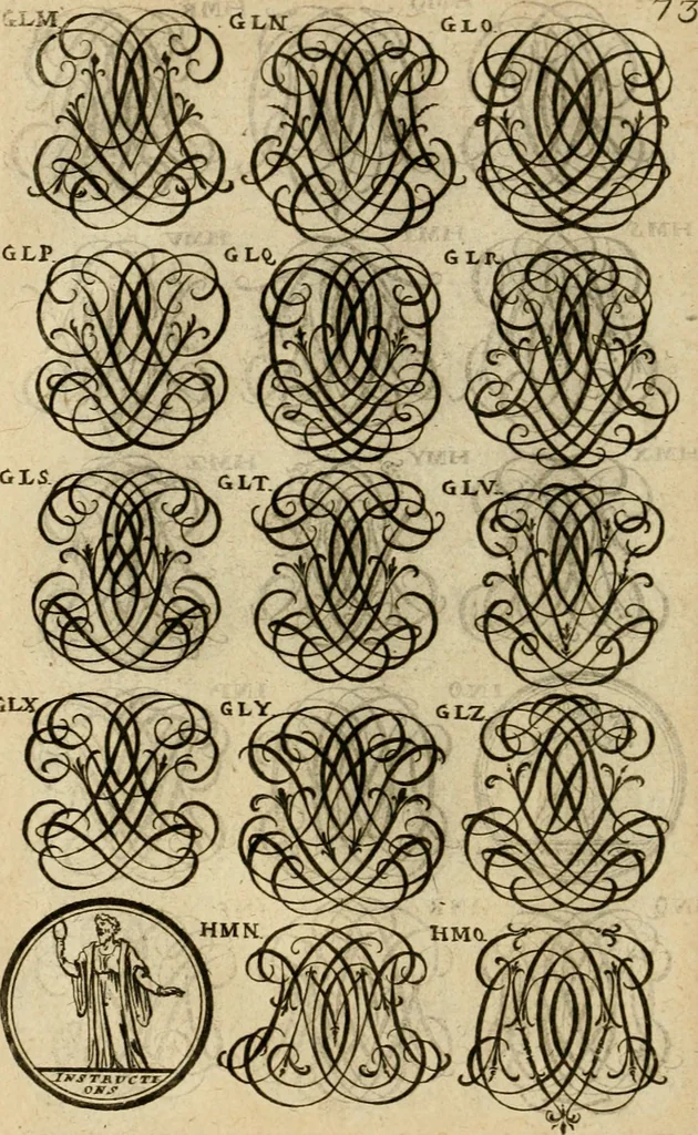 An illustration from Recueil d'emblêmes, devises, medailles, et figures hieroglyphiques : au nombre de plus de douze cent, avec leurs explications, accompagné de plus de deux mille chiffres fleuronnez simples, doubles & triples, d'une maniere nouvelle & fort curieuse pour tous les noms imaginable : avec les tenants, supports, & cimiers servans aux ornemens des armes ..., 1696, leaf 237