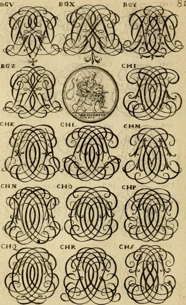 An illustration from Recueil d'emblêmes, devises, medailles, et figures hieroglyphiques : au nombre de plus de douze cent, avec leurs explications, accompagné de plus de deux mille chiffres fleuronnez simples, doubles & triples, d'une maniere nouvelle & fort curieuse pour tous les noms imaginable : avec les tenants, supports, & cimiers servans aux ornemens des armes ..., 1696, leaf 245