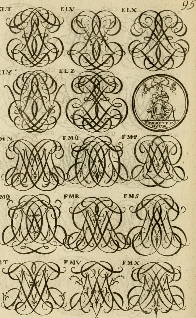 An illustration from Recueil d'emblêmes, devises, medailles, et figures hieroglyphiques : au nombre de plus de douze cent, avec leurs explications, accompagné de plus de deux mille chiffres fleuronnez simples, doubles & triples, d'une maniere nouvelle & fort curieuse pour tous les noms imaginable : avec les tenants, supports, & cimiers servans aux ornemens des armes ..., 1696, leaf 259