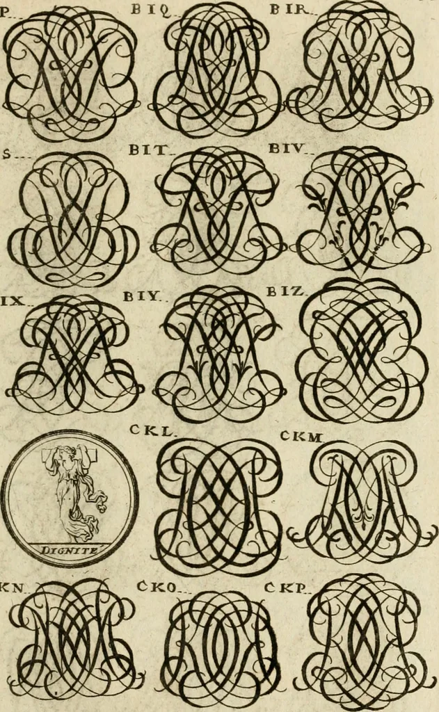An illustration from Recueil d'emblêmes, devises, medailles, et figures hieroglyphiques : au nombre de plus de douze cent, avec leurs explications, accompagné de plus de deux mille chiffres fleuronnez simples, doubles & triples, d'une maniere nouvelle & fort curieuse pour tous les noms imaginable : avec les tenants, supports, & cimiers servans aux ornemens des armes ..., 1696, leaf 266