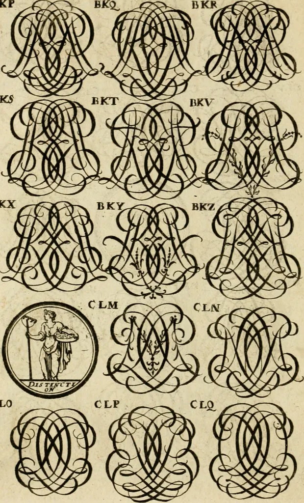 An illustration from Recueil d'emblêmes, devises, medailles, et figures hieroglyphiques : au nombre de plus de douze cent, avec leurs explications, accompagné de plus de deux mille chiffres fleuronnez simples, doubles & triples, d'une maniere nouvelle & fort curieuse pour tous les noms imaginable : avec les tenants, supports, & cimiers servans aux ornemens des armes ..., 1696, leaf 275
