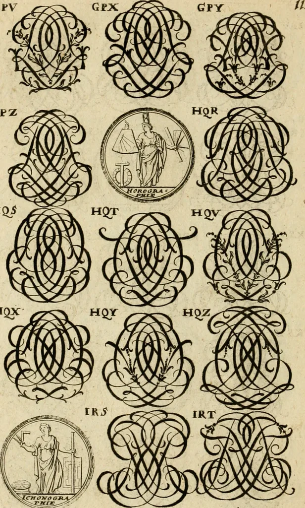 An illustration from Recueil d'emblêmes, devises, medailles, et figures hieroglyphiques : au nombre de plus de douze cent, avec leurs explications, accompagné de plus de deux mille chiffres fleuronnez simples, doubles & triples, d'une maniere nouvelle & fort curieuse pour tous les noms imaginable : avec les tenants, supports, & cimiers servans aux ornemens des armes ..., 1696, leaf 279