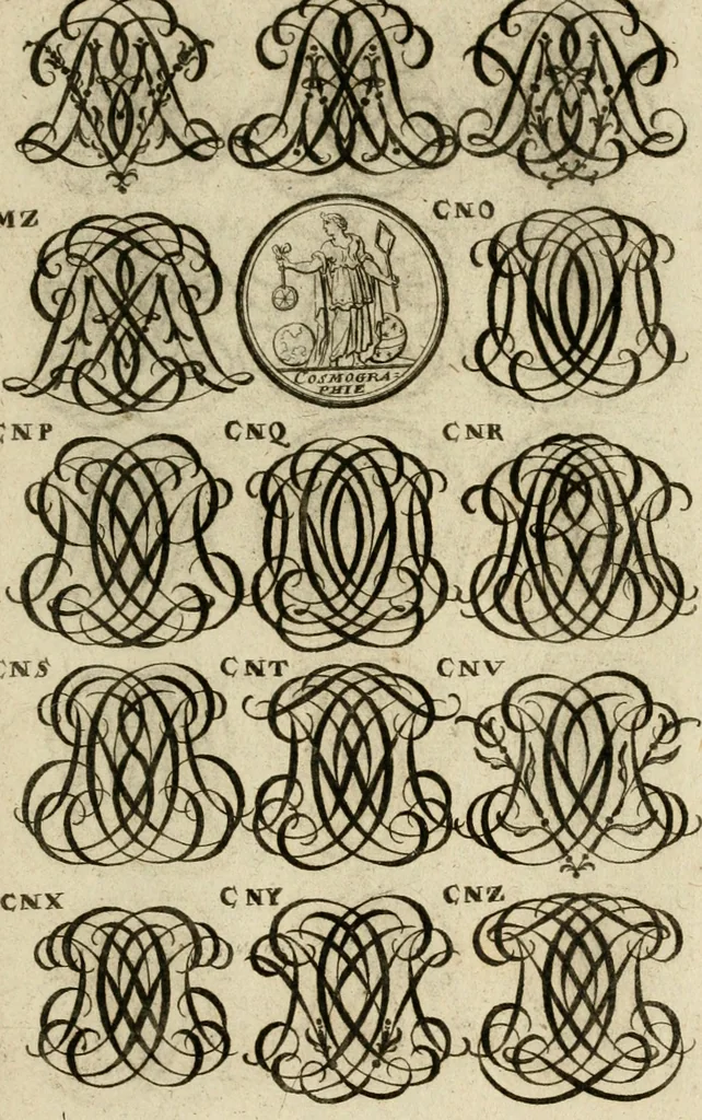 An illustration from Recueil d'emblêmes, devises, medailles, et figures hieroglyphiques : au nombre de plus de douze cent, avec leurs explications, accompagné de plus de deux mille chiffres fleuronnez simples, doubles & triples, d'une maniere nouvelle & fort curieuse pour tous les noms imaginable : avec les tenants, supports, & cimiers servans aux ornemens des armes ..., 1696, leaf 290