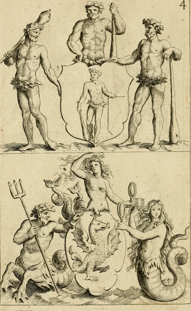 An illustration from Recueil d'emblêmes, devises, medailles, et figures hieroglyphiques : au nombre de plus de douze cent, avec leurs explications, accompagné de plus de deux mille chiffres fleuronnez simples, doubles & triples, d'une maniere nouvelle & fort curieuse pour tous les noms imaginable : avec les tenants, supports, & cimiers servans aux ornemens des armes ..., 1696, leaf 323