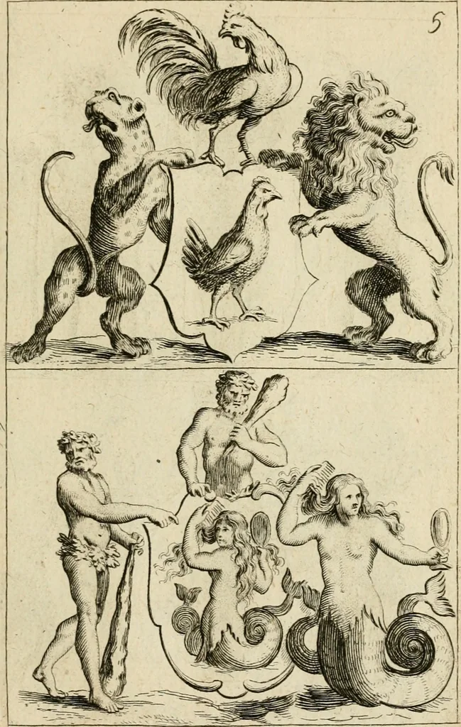 An illustration from Recueil d'emblêmes, devises, medailles, et figures hieroglyphiques : au nombre de plus de douze cent, avec leurs explications, accompagné de plus de deux mille chiffres fleuronnez simples, doubles & triples, d'une maniere nouvelle & fort curieuse pour tous les noms imaginable : avec les tenants, supports, & cimiers servans aux ornemens des armes ..., 1696, leaf 324