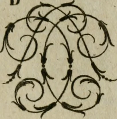 An illustration from Recueil d'emblêmes, devises, medailles, et figures hieroglyphiques, au nombre de plus de douze cent, avec leurs explications : accompagné de plus de deux mille chiffres fleuronnez simples, doubles & triples : d'une manière nouvelle & fort curieuse pour tous les noms imaginables : avec les tenants, supports, & cimiers servans aux ornemens des armes : cet ouvrage qui est enrichy de deux cens cinquante planches en taille-douce, est très-utile aux graveurs, peintres, sculpteurs, orfevres, brodeurs, serruriers, & à tous ceux qui travaillent au dessein, 1724, leaf 158