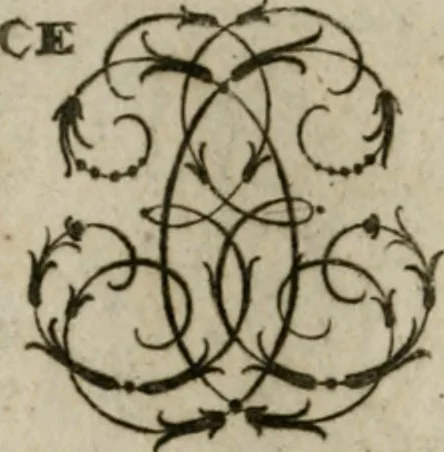 An illustration from Recueil d'emblêmes, devises, medailles, et figures hieroglyphiques, au nombre de plus de douze cent, avec leurs explications : accompagné de plus de deux mille chiffres fleuronnez simples, doubles & triples : d'une manière nouvelle & fort curieuse pour tous les noms imaginables : avec les tenants, supports, & cimiers servans aux ornemens des armes : cet ouvrage qui est enrichy de deux cens cinquante planches en taille-douce, est très-utile aux graveurs, peintres, sculpteurs, orfevres, brodeurs, serruriers, & à tous ceux qui travaillent au dessein, 1724, leaf 163