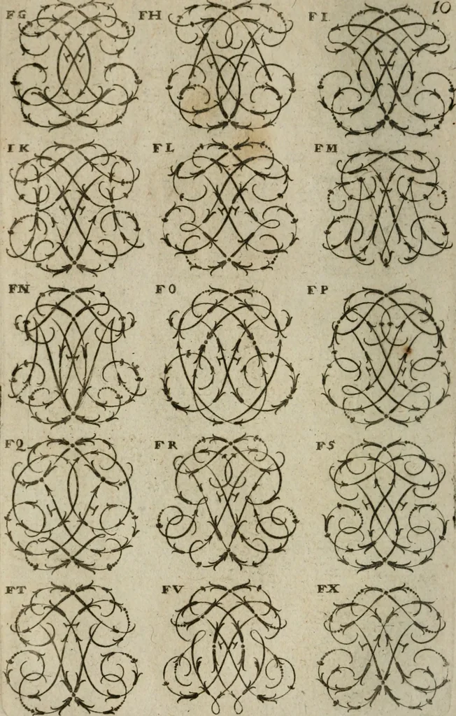 An illustration from Recueil d'emblêmes, devises, medailles, et figures hieroglyphiques, au nombre de plus de douze cent, avec leurs explications : accompagné de plus de deux mille chiffres fleuronnez simples, doubles & triples : d'une manière nouvelle & fort curieuse pour tous les noms imaginables : avec les tenants, supports, & cimiers servans aux ornemens des armes : cet ouvrage qui est enrichy de deux cens cinquante planches en taille-douce, est très-utile aux graveurs, peintres, sculpteurs, orfevres, brodeurs, serruriers, & à tous ceux qui travaillent au dessein, 1724, leaf 167