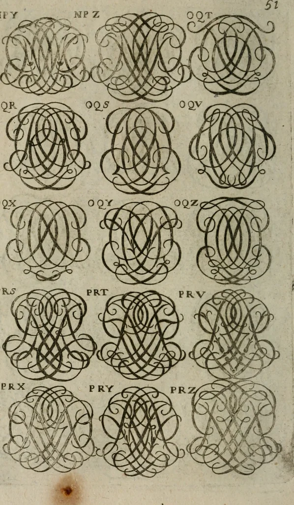 An illustration from Recueil d'emblêmes, devises, medailles, et figures hieroglyphiques, au nombre de plus de douze cent, avec leurs explications : accompagné de plus de deux mille chiffres fleuronnez simples, doubles & triples : d'une manière nouvelle & fort curieuse pour tous les noms imaginables : avec les tenants, supports, & cimiers servans aux ornemens des armes : cet ouvrage qui est enrichy de deux cens cinquante planches en taille-douce, est très-utile aux graveurs, peintres, sculpteurs, orfevres, brodeurs, serruriers, & à tous ceux qui travaillent au dessein, 1724, leaf 209