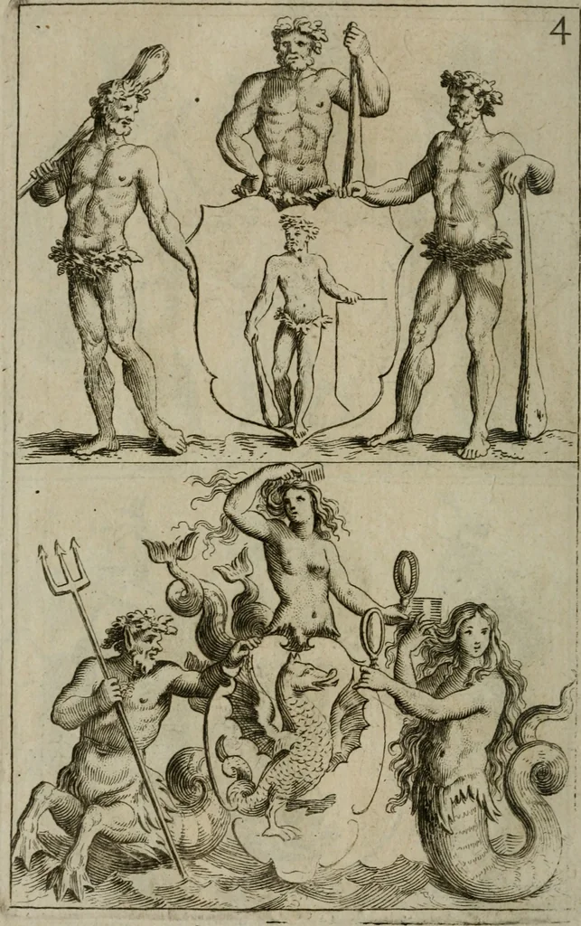 An illustration from Recueil d'emblêmes, devises, medailles, et figures hieroglyphiques, au nombre de plus de douze cent, avec leurs explications : accompagné de plus de deux mille chiffres fleuronnez simples, doubles & triples : d'une manière nouvelle & fort curieuse pour tous les noms imaginables : avec les tenants, supports, & cimiers servans aux ornemens des armes : cet ouvrage qui est enrichy de deux cens cinquante planches en taille-douce, est très-utile aux graveurs, peintres, sculpteurs, orfevres, brodeurs, serruriers, & à tous ceux qui travaillent au dessein, 1724, leaf 341
