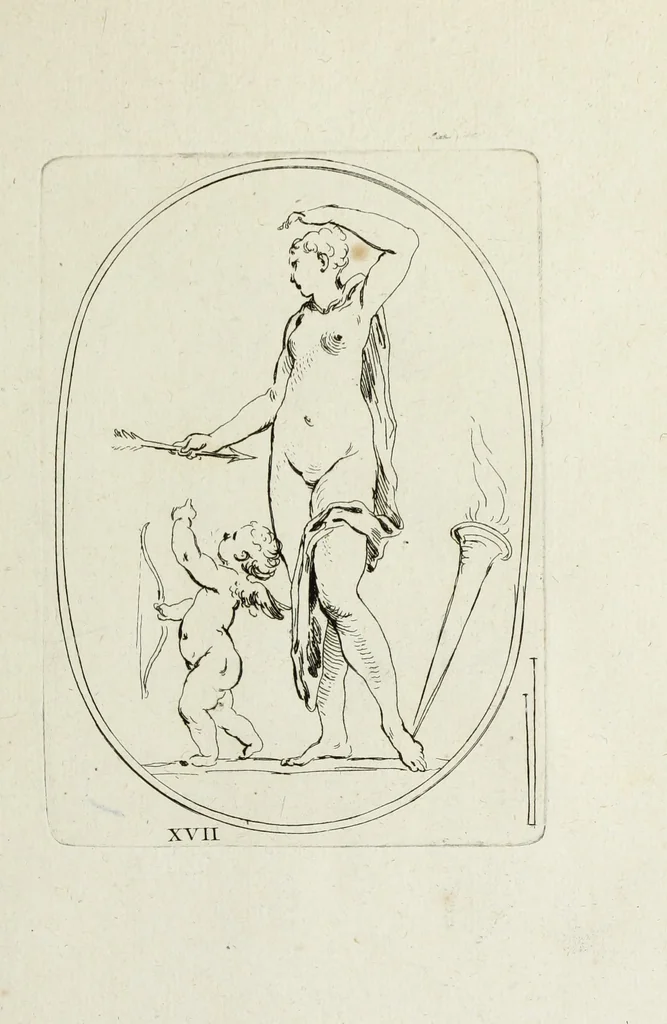 An illustration from Recueil de pierres gravees antiques, 1732, leaf 98