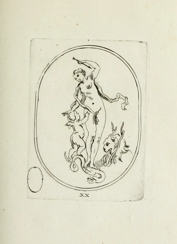 An illustration from Recueil de pierres gravees antiques, 1732, leaf 128