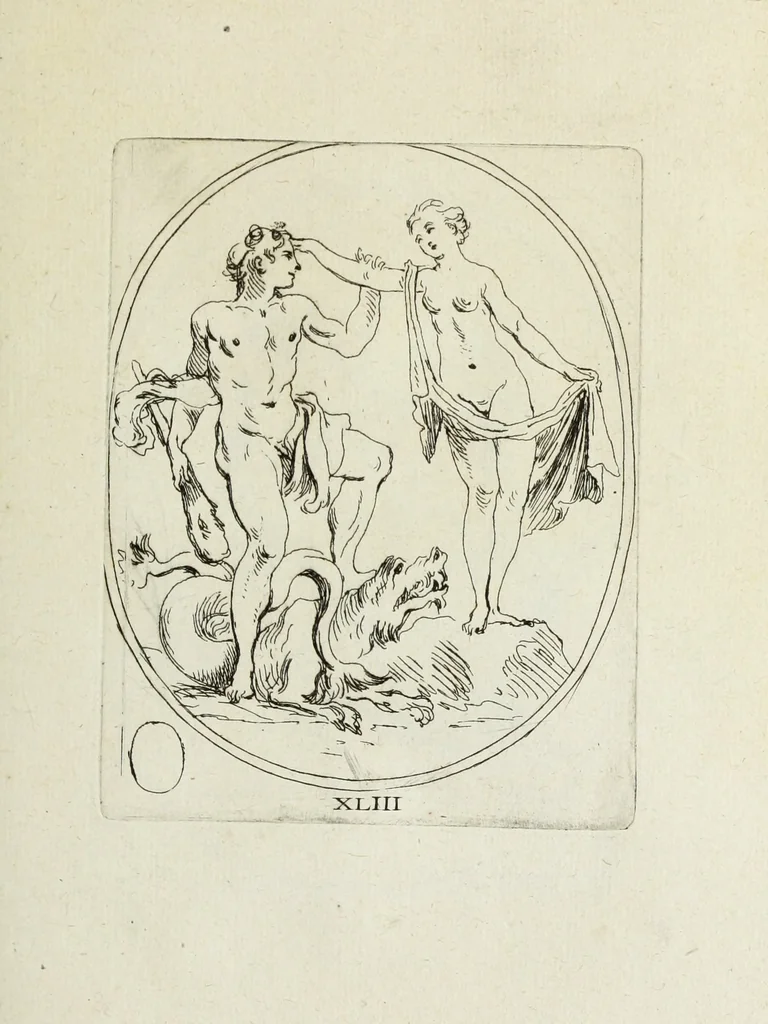 An illustration from Recueil de pierres gravees antiques, 1732, leaf 174