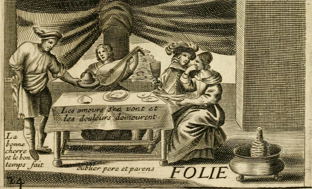 An illustration from Recueil des plus illustres proverbes, divises en trois livres ..., 1657, leaf 54